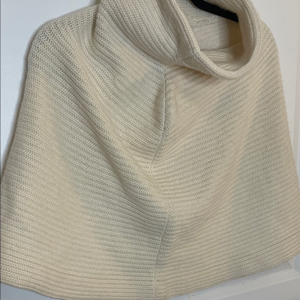 Ralph Lauren Wool Cashmere Knit Cape Poncho Turtleneck Cream M - Picture 8 of 10